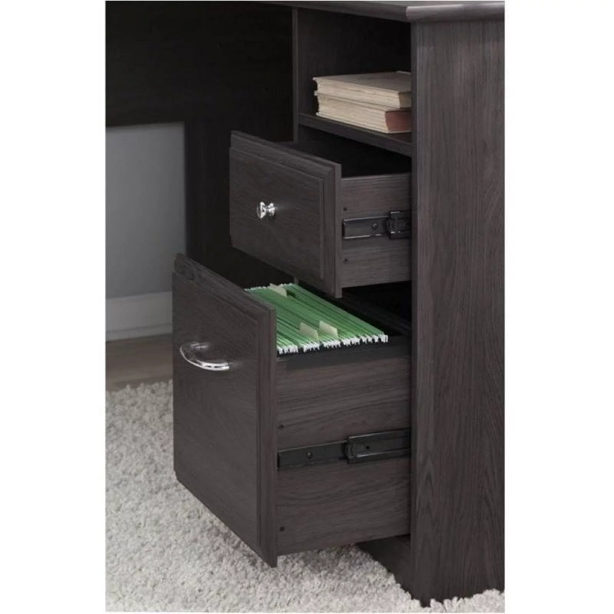 L-Shape Computer Desk with Hutch in Gray R17374