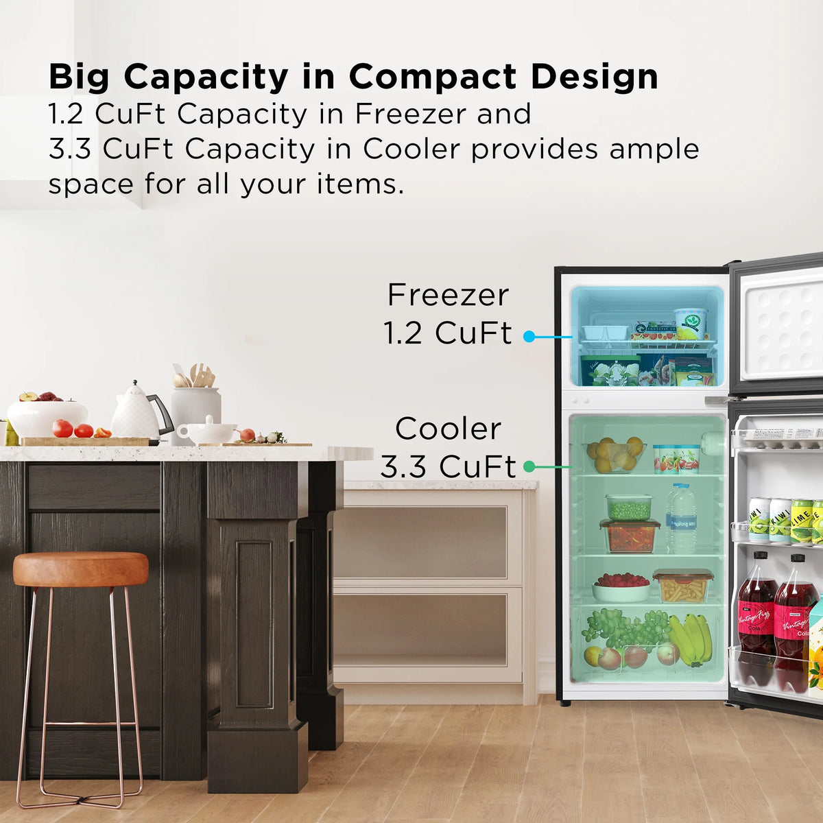 4.5 Cu. ft. Two Door Refrigerator Black Stainless Look F437