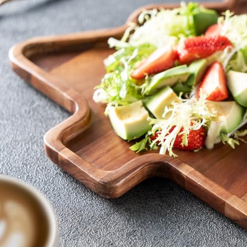 Wooden Serving Tray Set of 2 Christmas Tree Shape N443