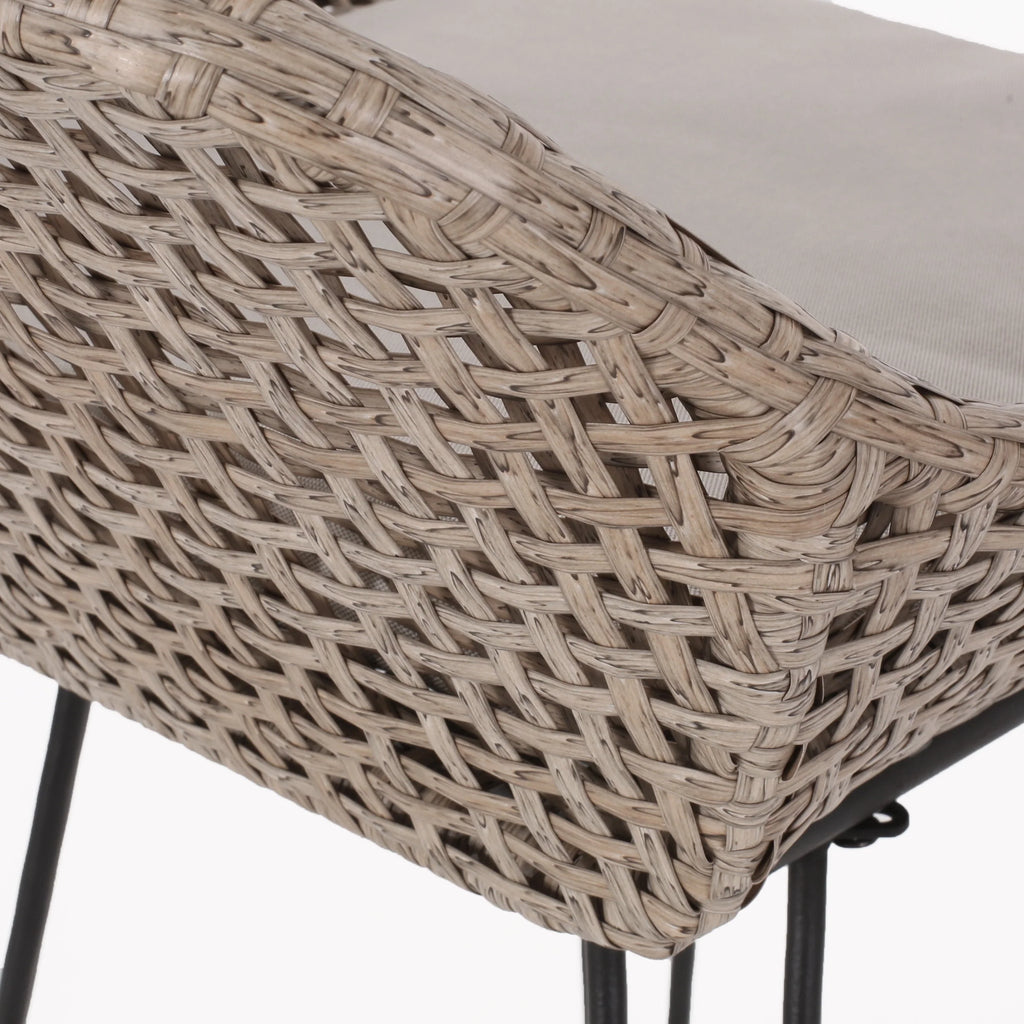 Wicker and Metal Outdoor Barstools with Cushion, Set of 4 I695929