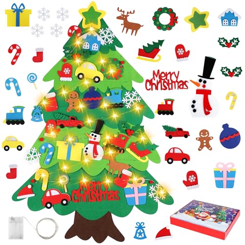 Felt Christmas Tree Set with 32pcs Ornaments W395158