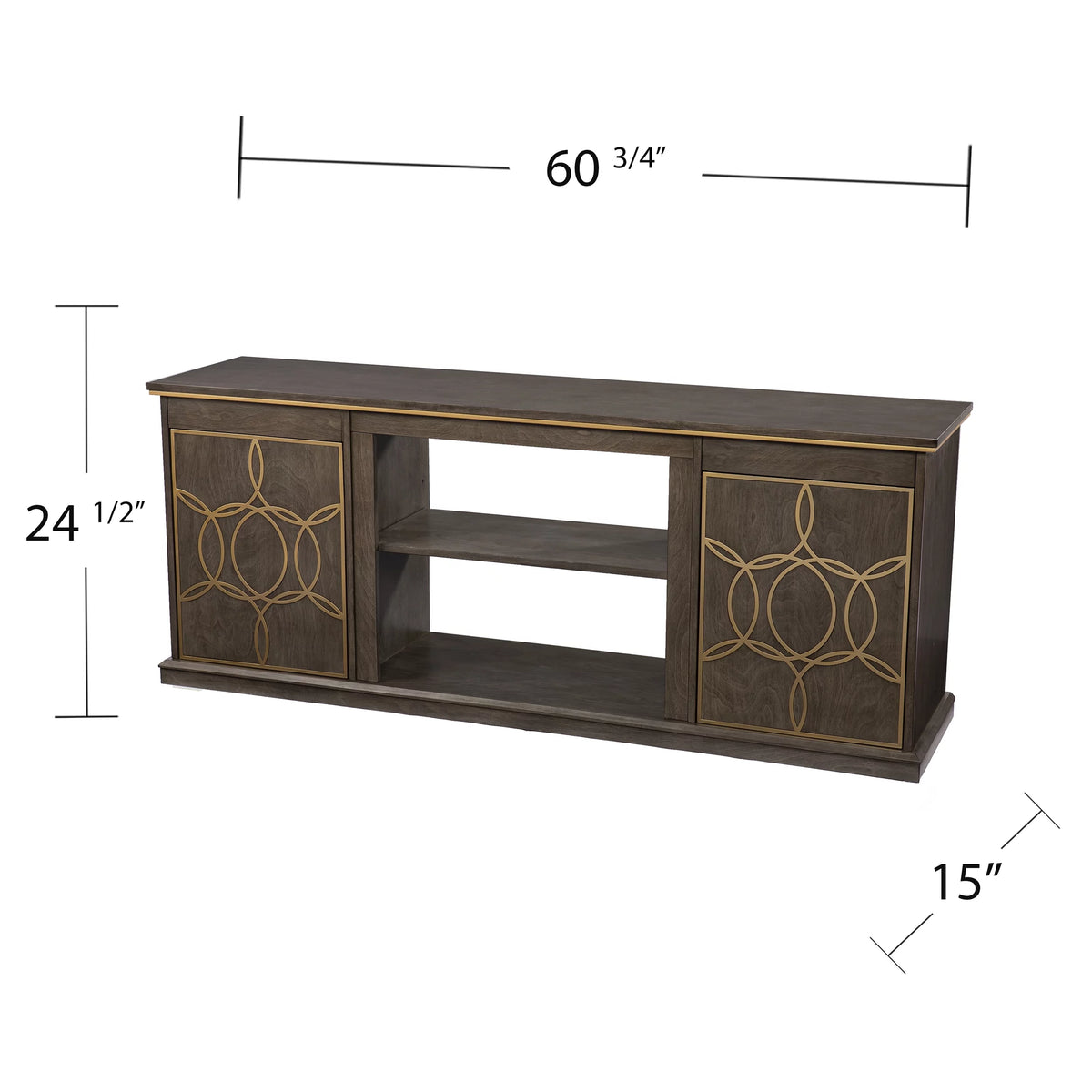 Brown and Gold Media Console with Storage M4847