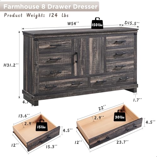 8 Drawer Wood Dresser Y400