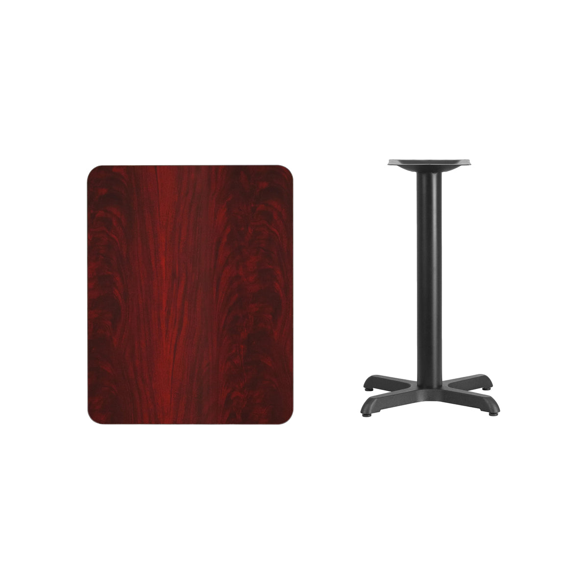 24"x30" Rectangular Mahogany Laminate Table Top with 22"x22" Base Q4959