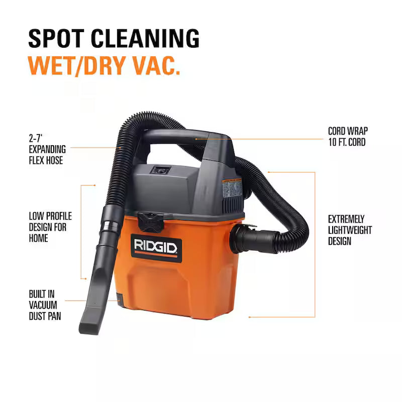 3 Gallon 3.5 Peak HP Portable Wet/Dry Shop Vacuum with Car Cleaning Kit F109274