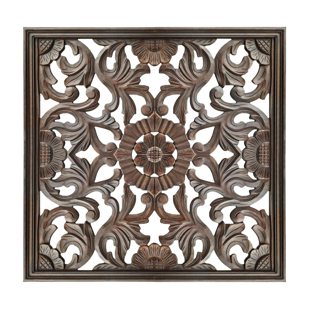 Burnt Brown Square Wooden Wall Panel L5280