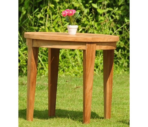 3 Pc Teak Dining Set with Round Side Table and 2 Stacking Arm Chairs K142961