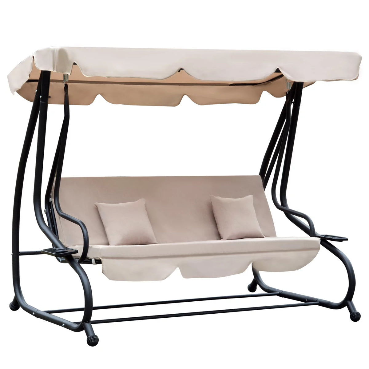 3-Seat Outdoor Patio Swing Chair with Adjustable Canopy and Cushion O904032