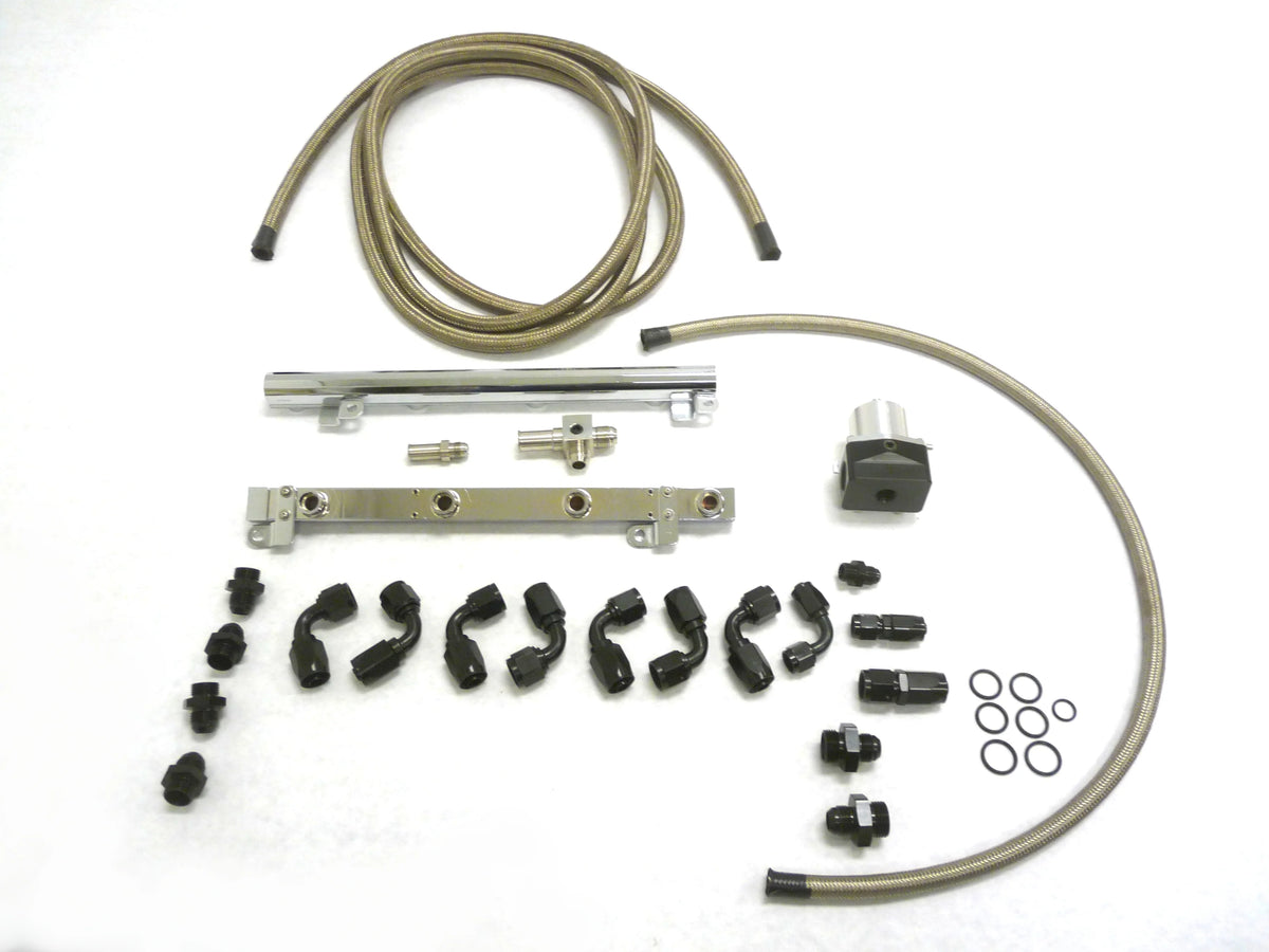 Stainless Chrome Fuel Rail with Braided Hose N9459