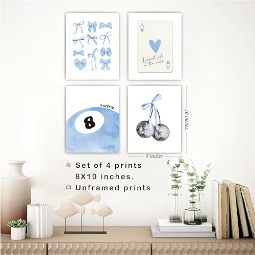 Pink Coquette Preppy Wall Art Prints Set of 4 A1435