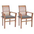 Set of 2 Wooden Garden Chairs with Gray Cushion N843
