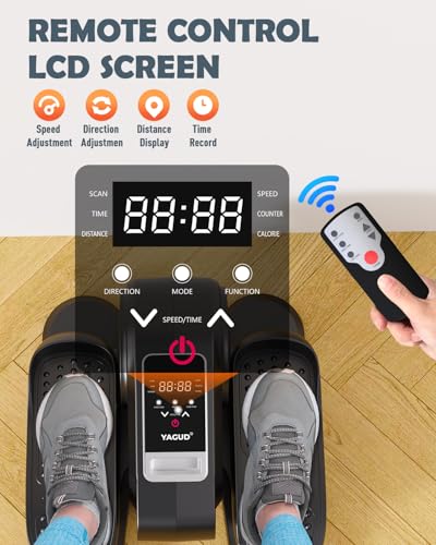 Under Desk Elliptical Machine, 12 Adjustable Speed Portable Seated Pedal Exerciser with Remote Control M4687