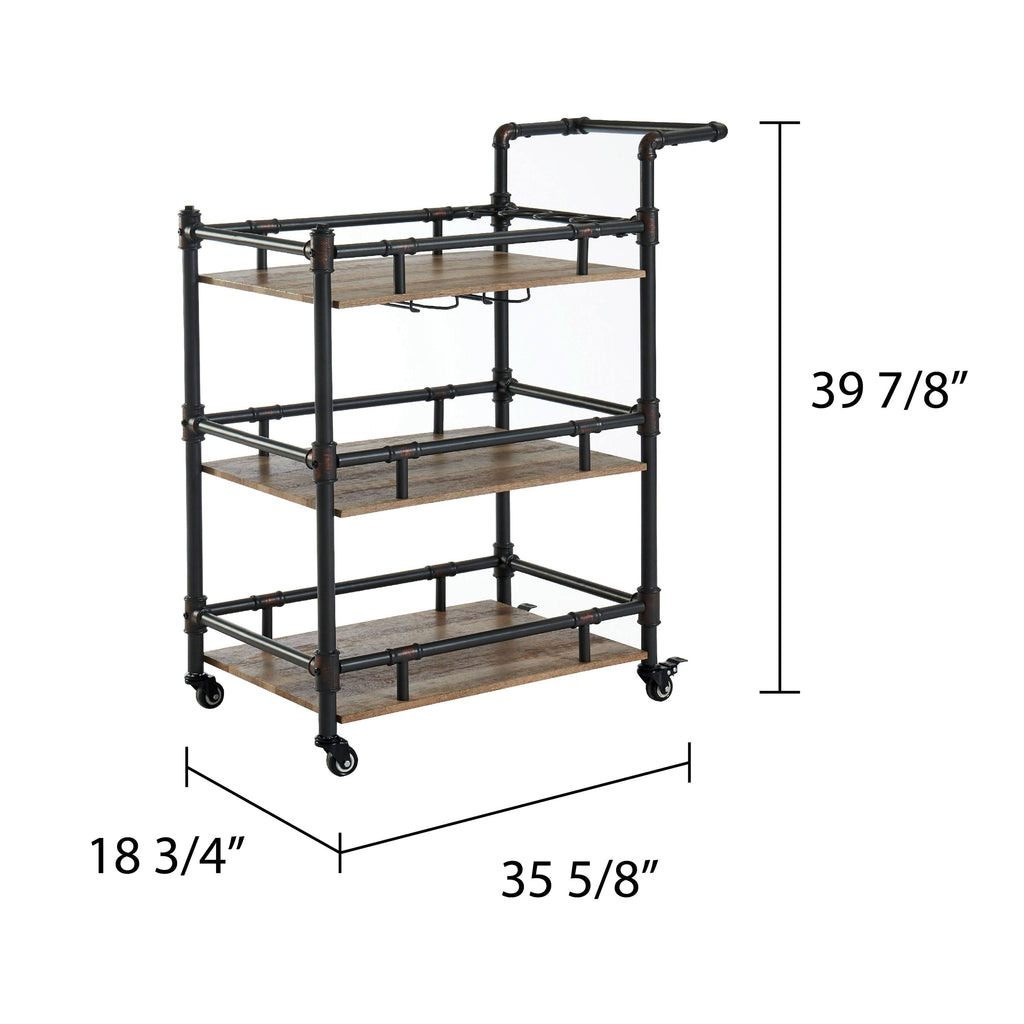 Black Metal Mobile Serving Cart U67516