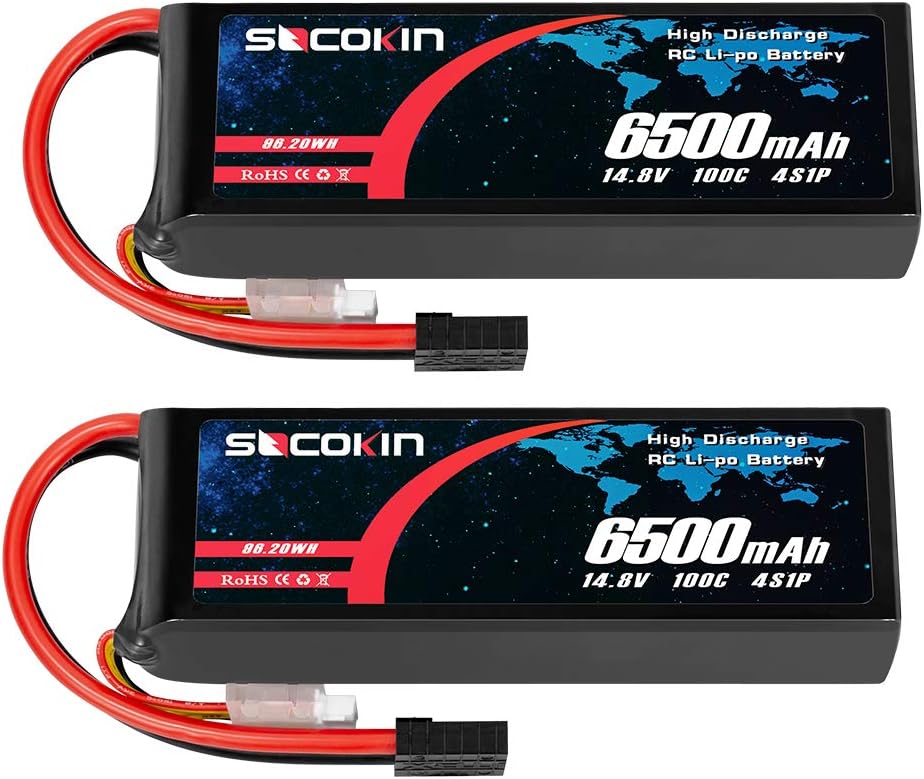 4S Lipo Battery 14.8V 6500mAh 100C Soft Case 2 Pack I160