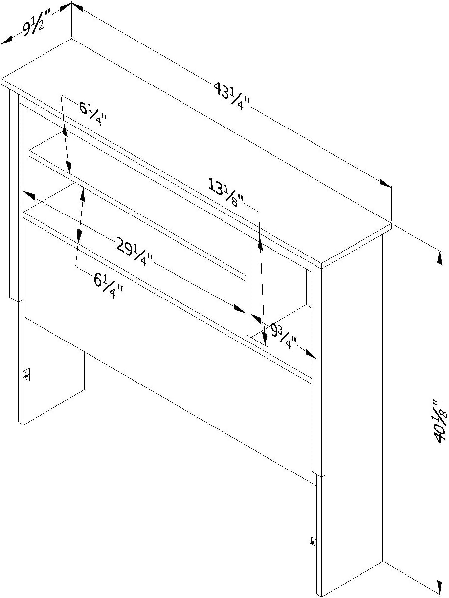 Twin Soft Gray Bookcase Headboard F732585