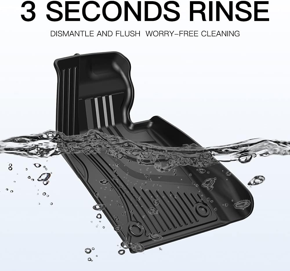 Heavy Duty TPE All Weather Car Floor Mats Full Set Black X2068