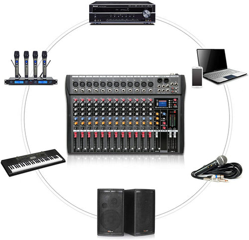 12 Channels Bluetooth USB DJ Audio Mixer B905