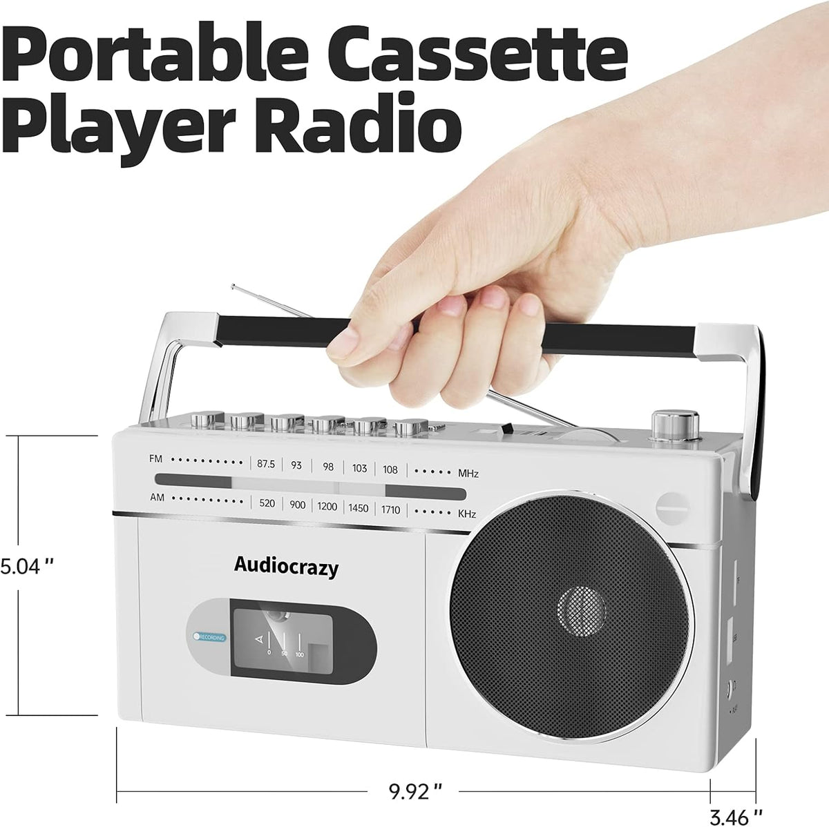 Portable Cassette Player Recorder AM FM Radio Boombox with Speaker Q568