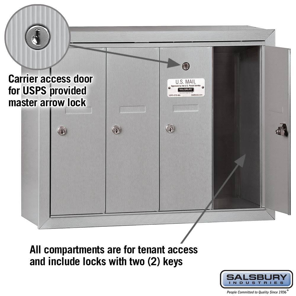 Aluminum 4 Door Vertical Mailbox O59431