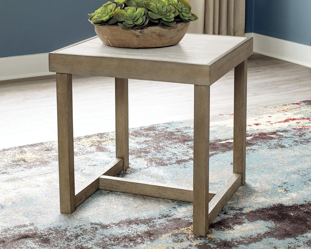 Contemporary End Table with Faux Carrara Marble Top Y859602