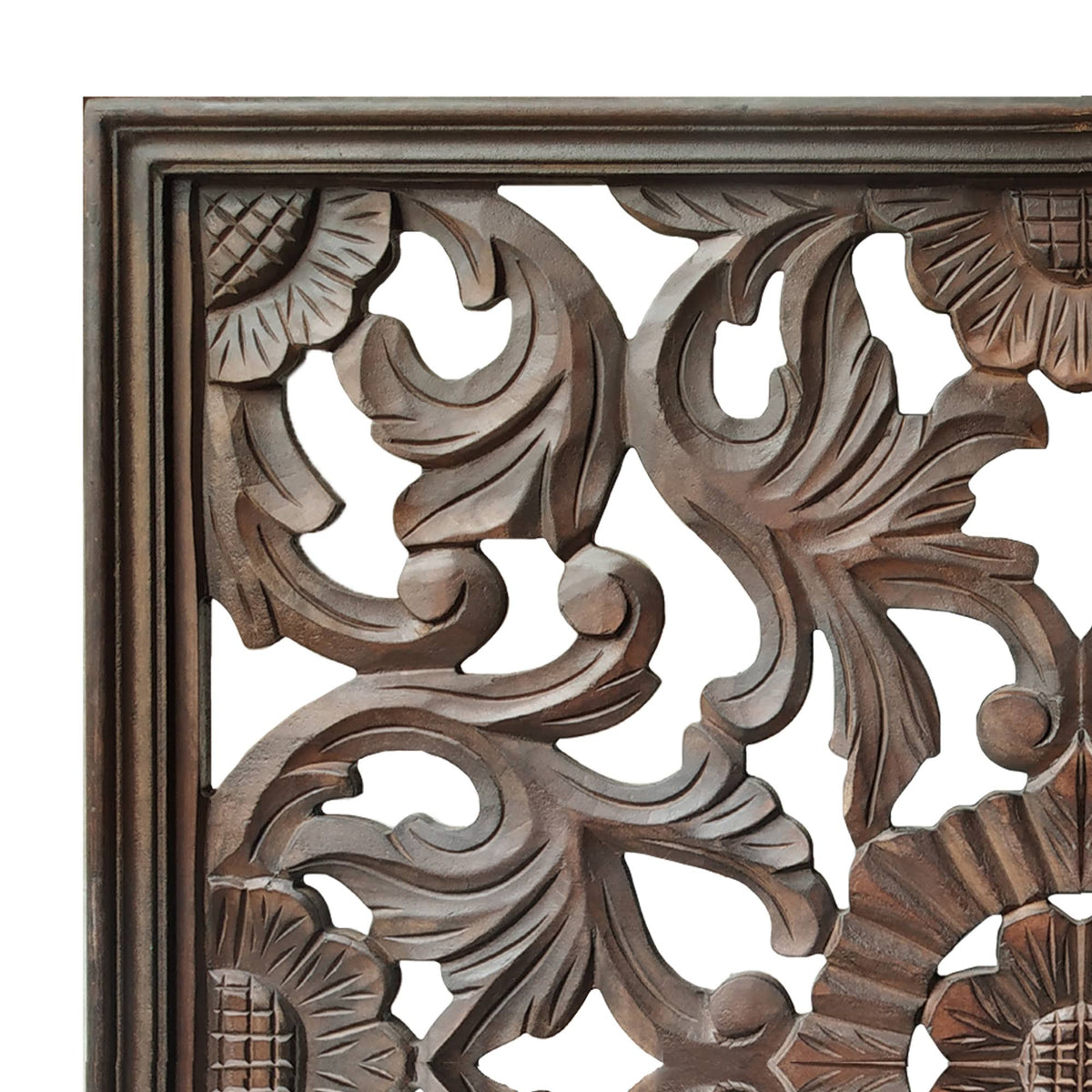 Burnt Brown Square Wooden Wall Panel L5280