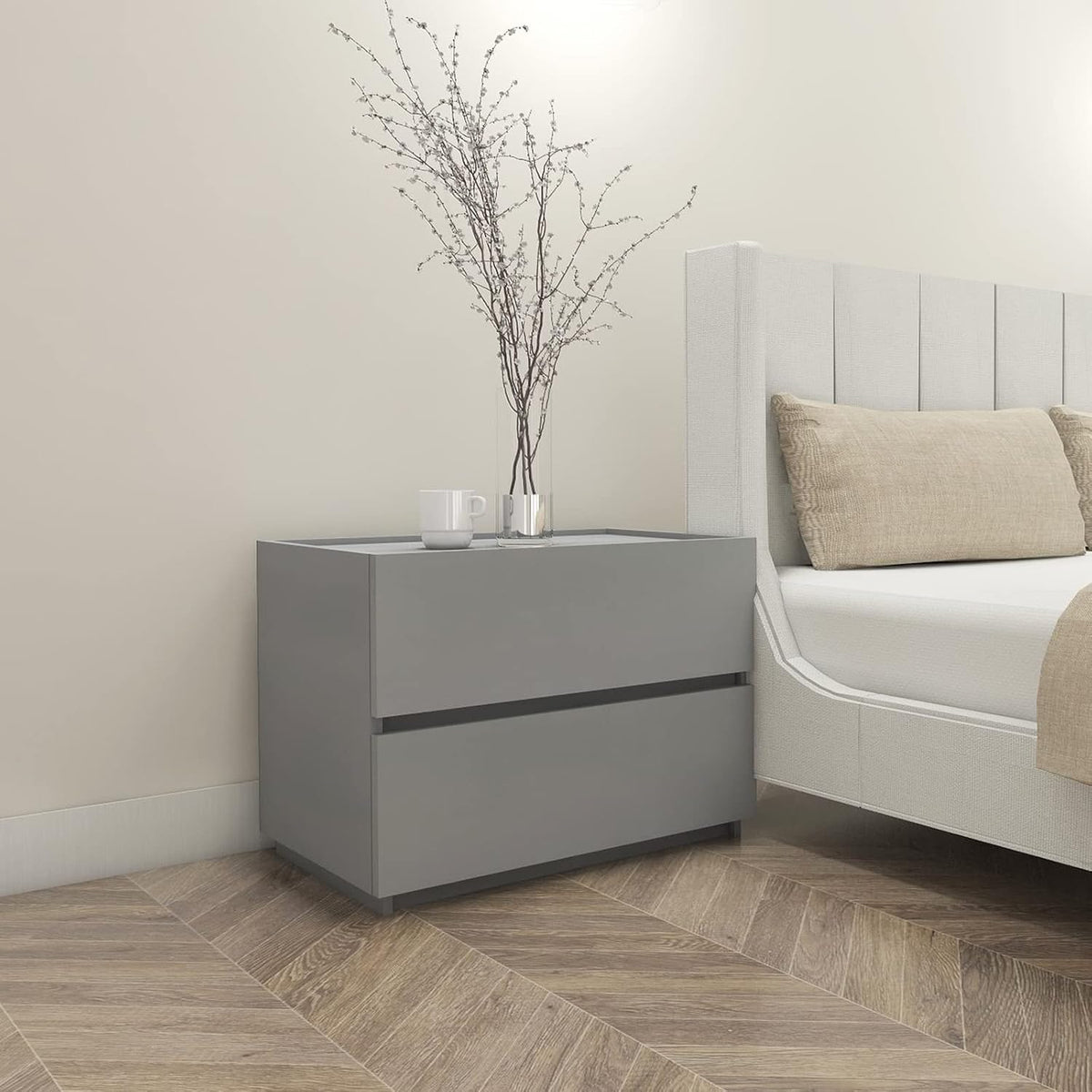 Gray 2-Drawer Stackable Dresser Q8582