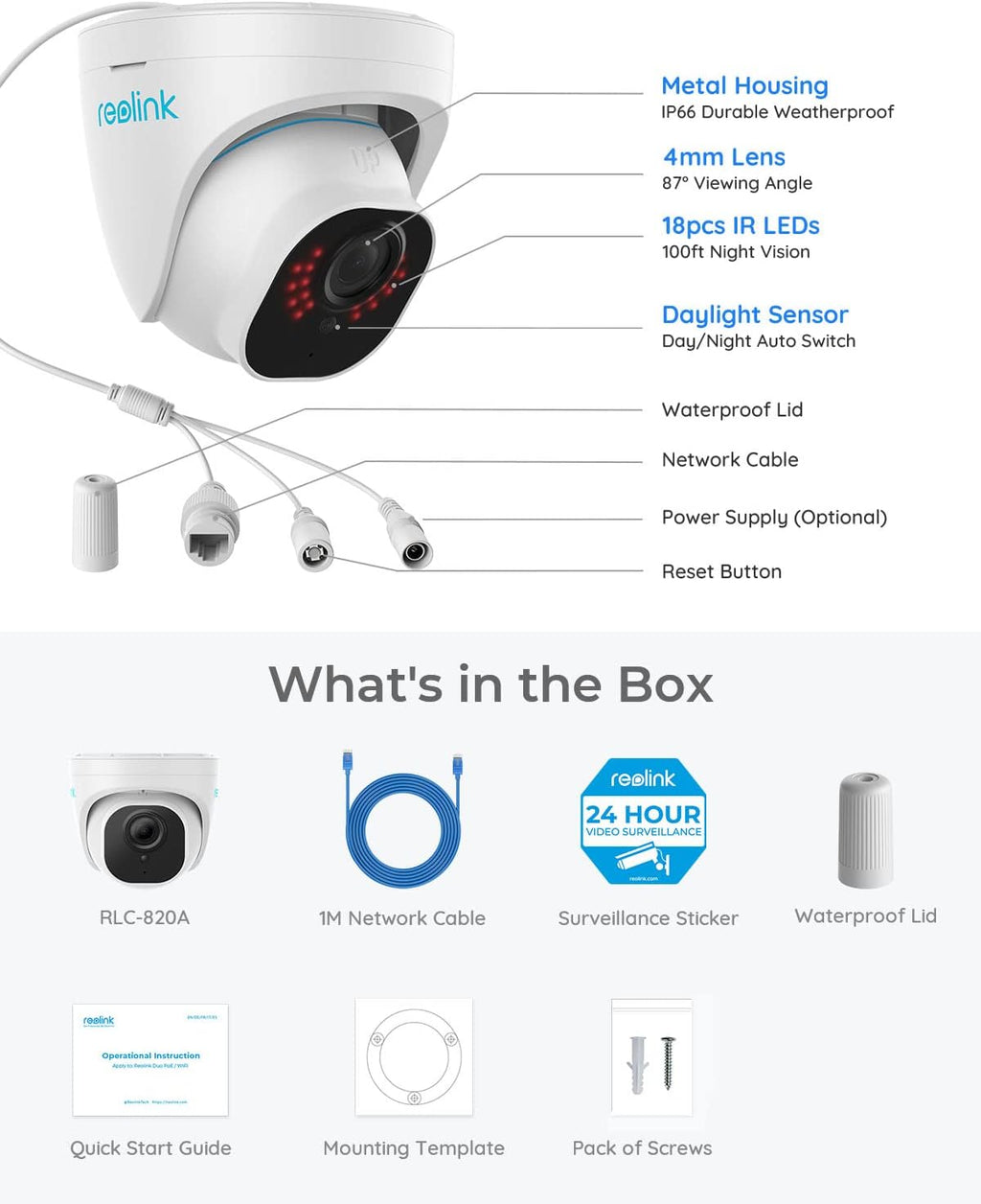 4K Outdoor PoE Dome Camera Pack of 2 E88079