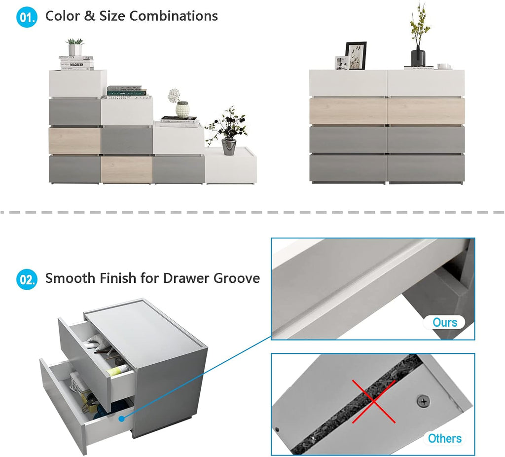 Gray 2-Drawer Stackable Dresser Q8582