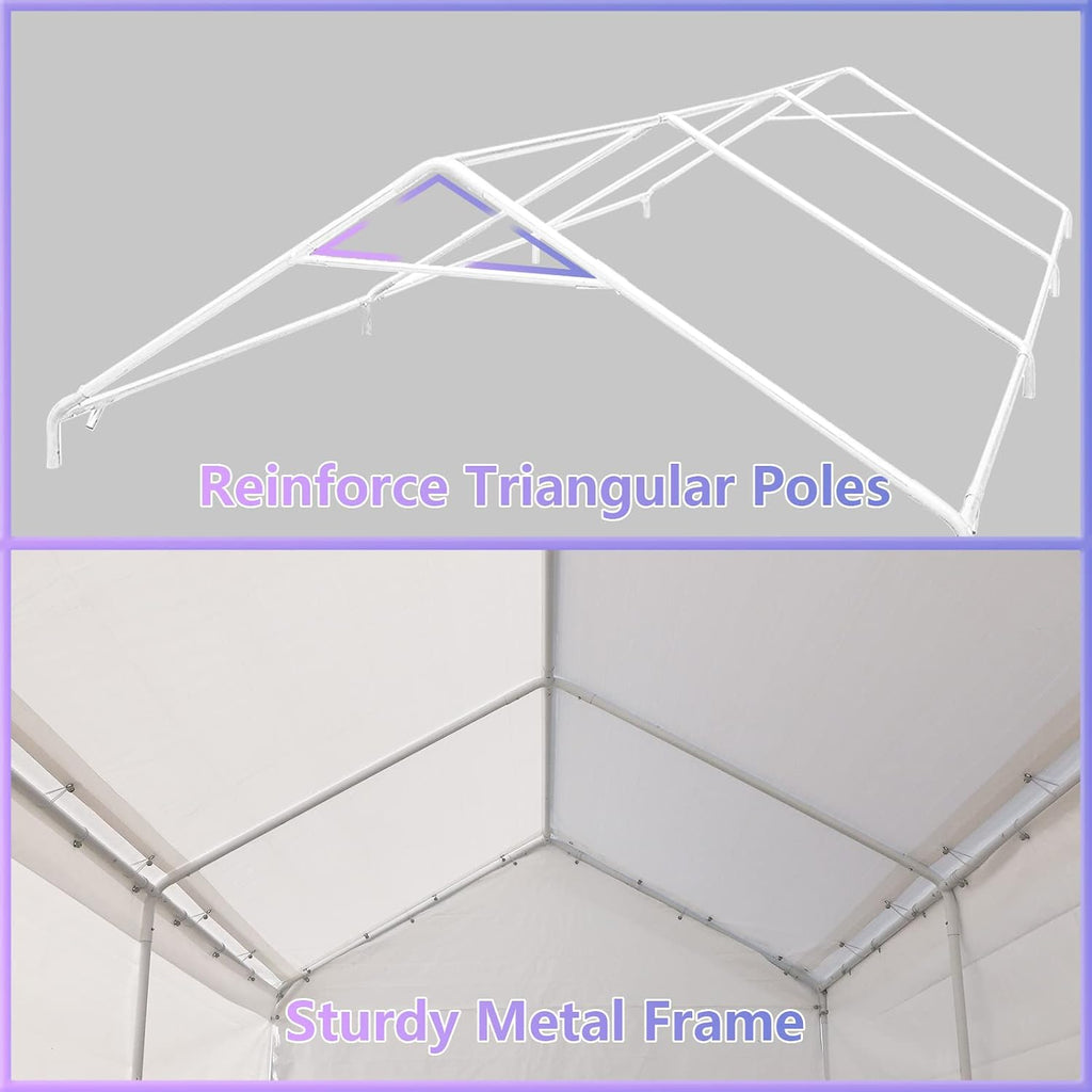 10x20 ft Heavy Duty Carport Canopy Shelter with Removable Sidewalls and Door D982463