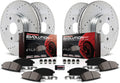 Front and Rear Carbon Fiber Brake Pads with Drilled & Slotted Brake Rotors Kit L7162