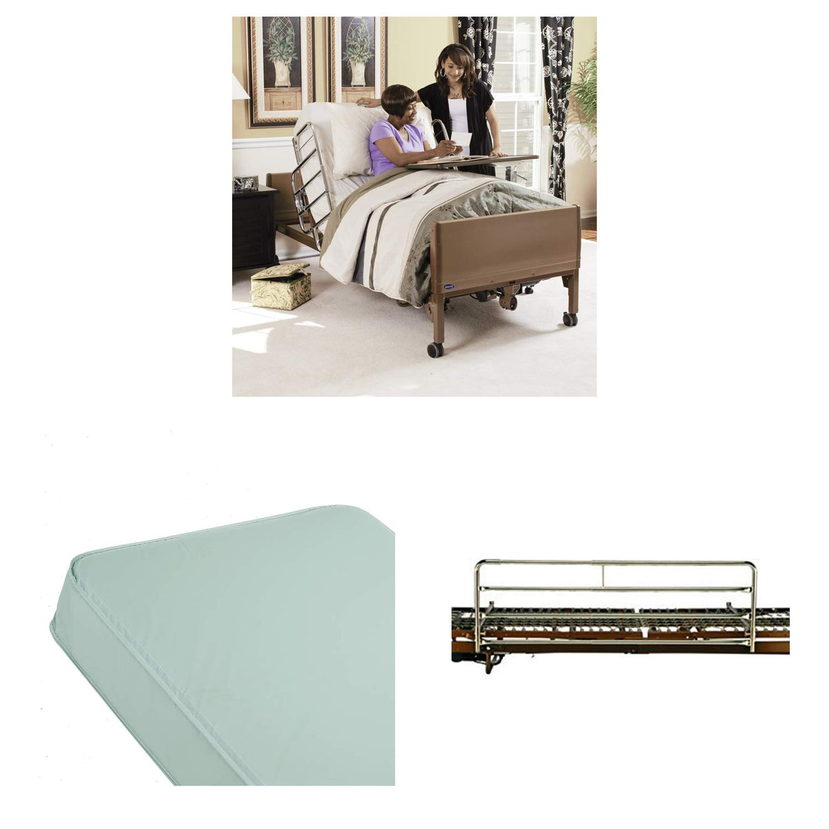 Full-Electric Hospital Bed with Innerspring Mattress and Bed Rails S21650