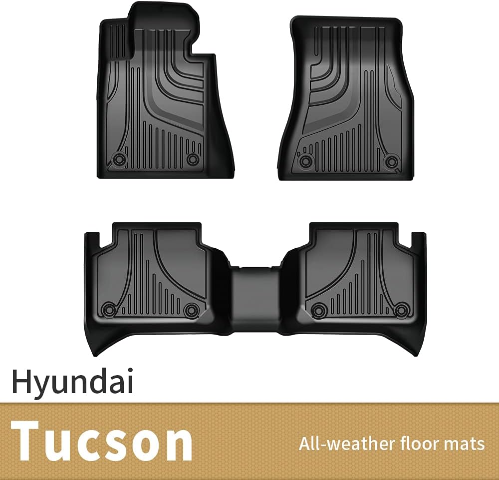 Heavy Duty TPE All Weather Car Floor Mats Full Set Black X2068
