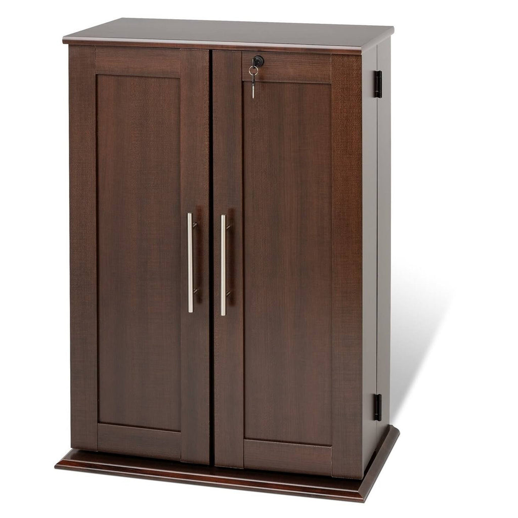 Locking Media Storage Cabinet with Shaker Doors, Espresso M49077