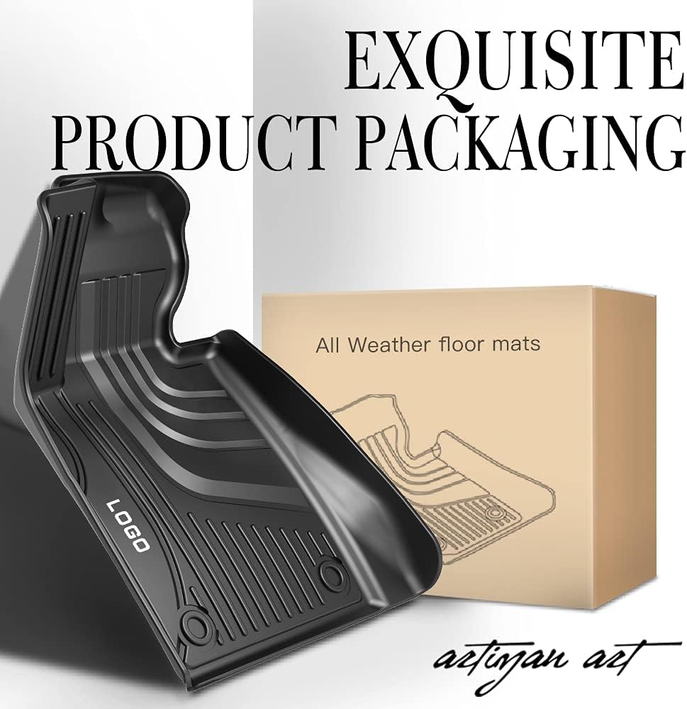 Heavy Duty TPE All Weather Car Floor Mats Full Set Black X2068