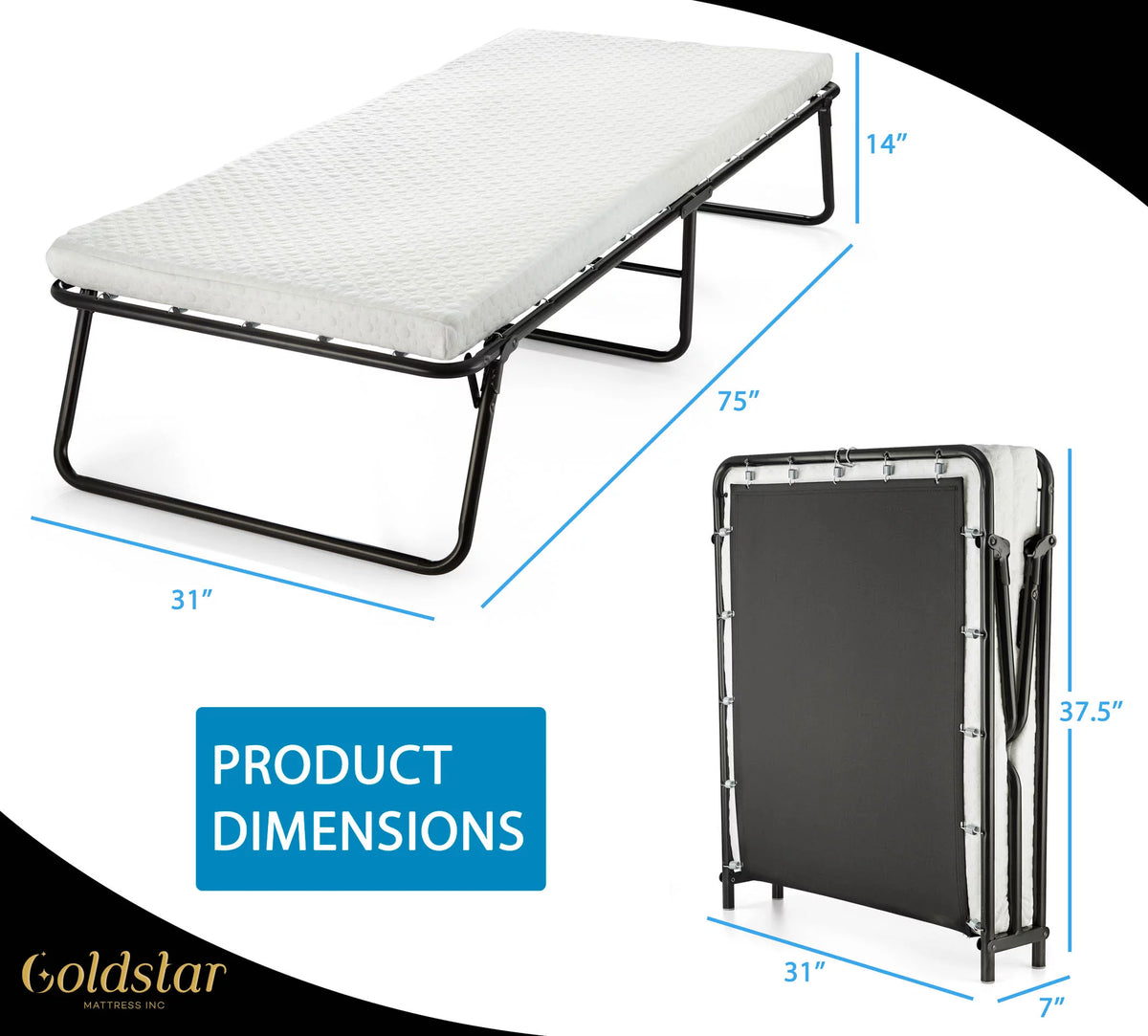Black Twin Steel Folding Bed Z845991