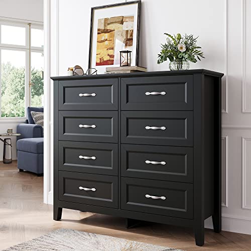 Black 5 Drawer Dresser with Metal Handles J227082
