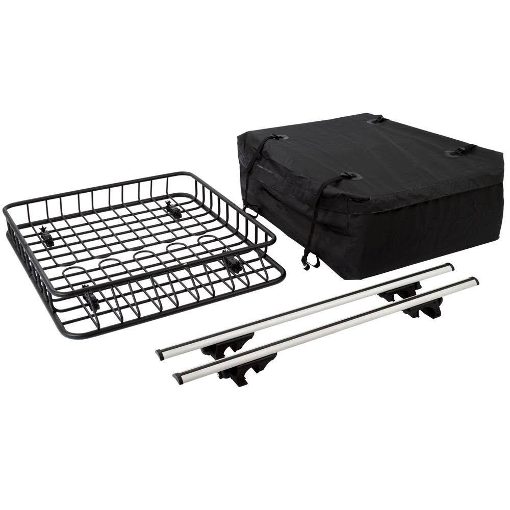 3PC Roof Rack Cargo Kit with Roof Basket, Load Bars & Storage Bag O37284