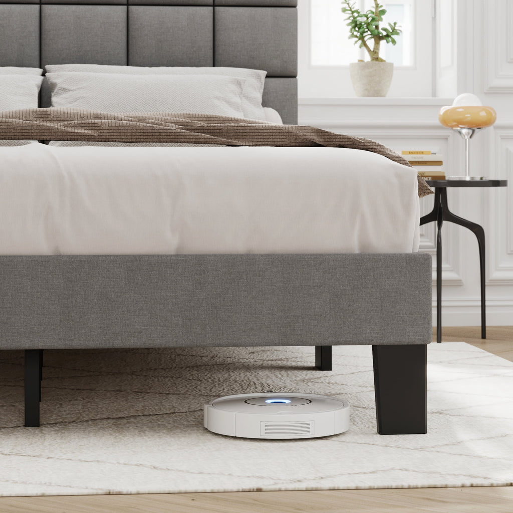 Queen Size Upholstered Bed Frame with Adjustable Headboard A666379