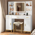 White Vanity Set with Lighted Mirror and Charging Station N94142