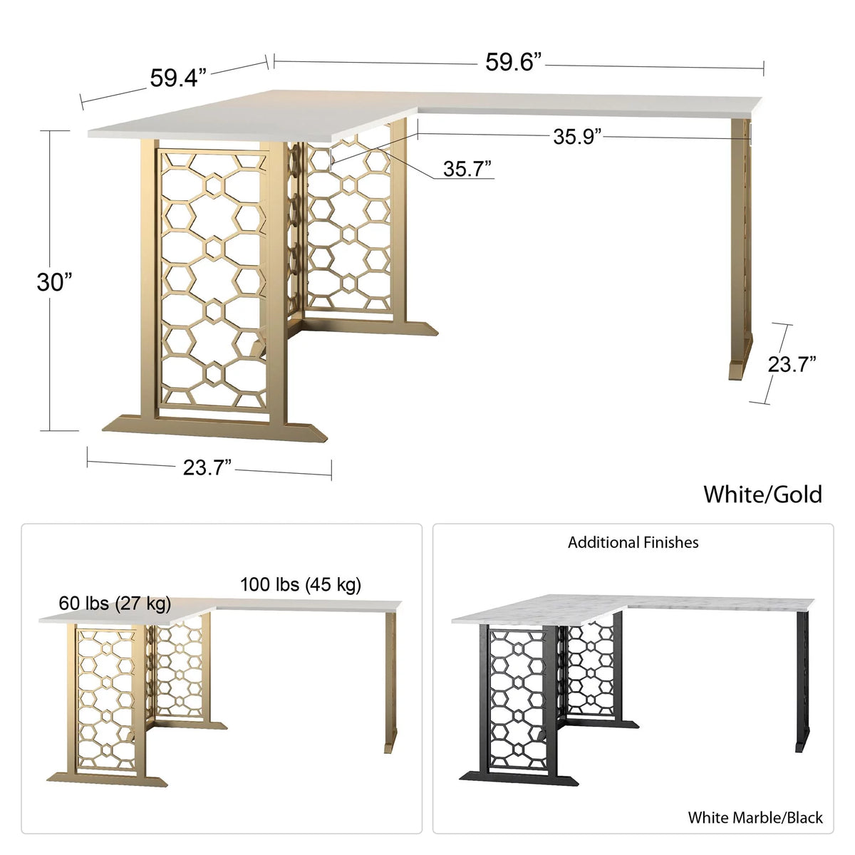 White Faux Marble Desk C14780