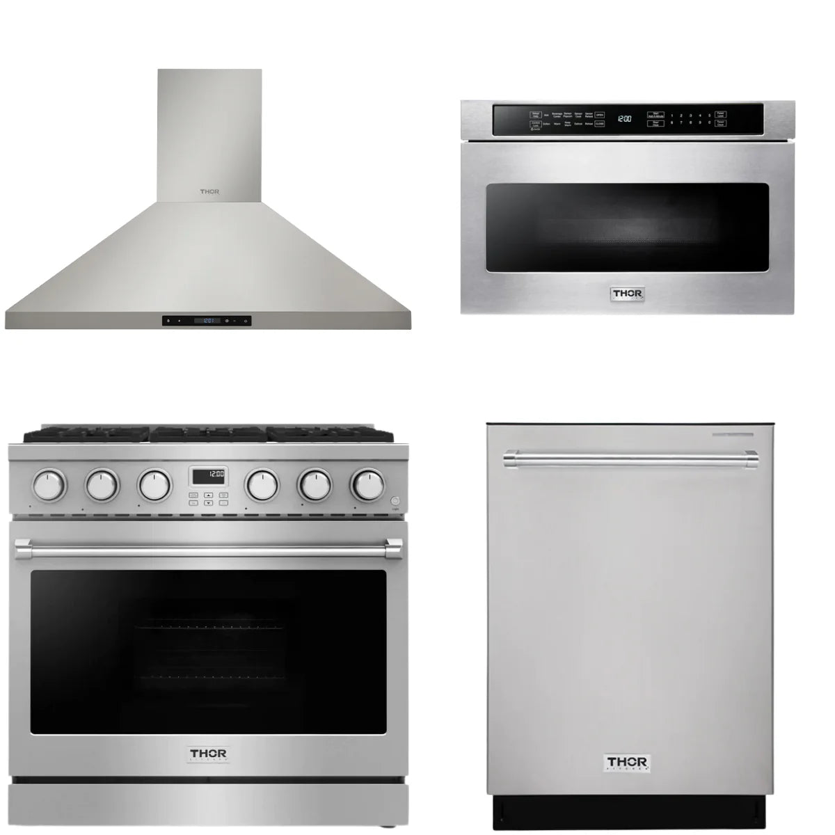 36 Gas Range, Range Hood, Dishwasher and Microwave C13677