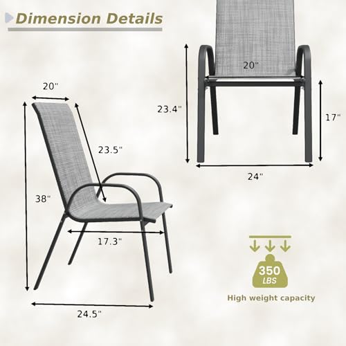 Grey Set of 4 Stackable Patio Dining Chairs S79536