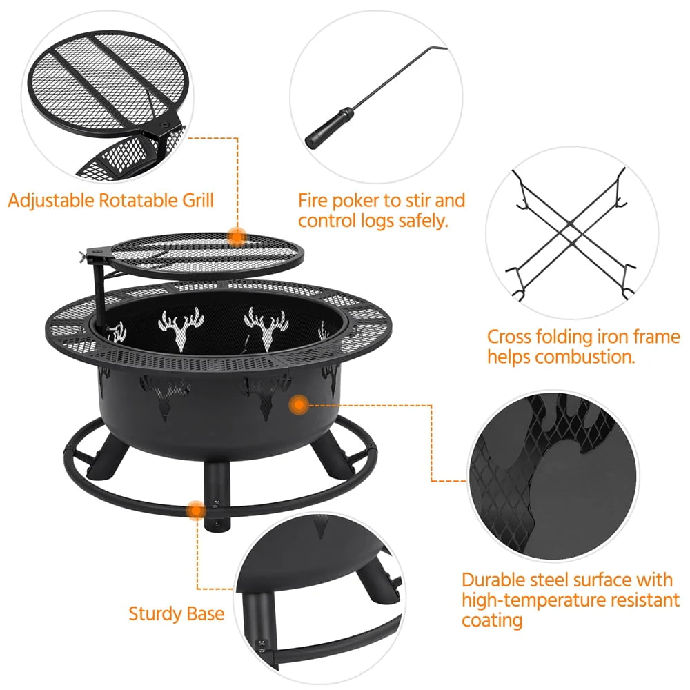 32” Round Wood Burning Fire Pit X5477