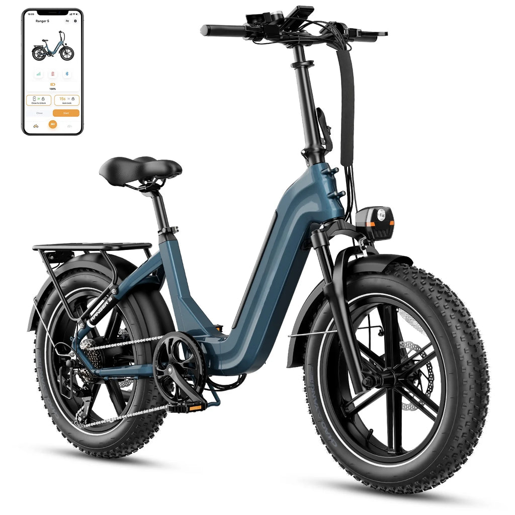 Folding Electric Bike with 48V 14.4AH Removable Battery, 20 x 4.0 Fat Tire Step-thru R6440