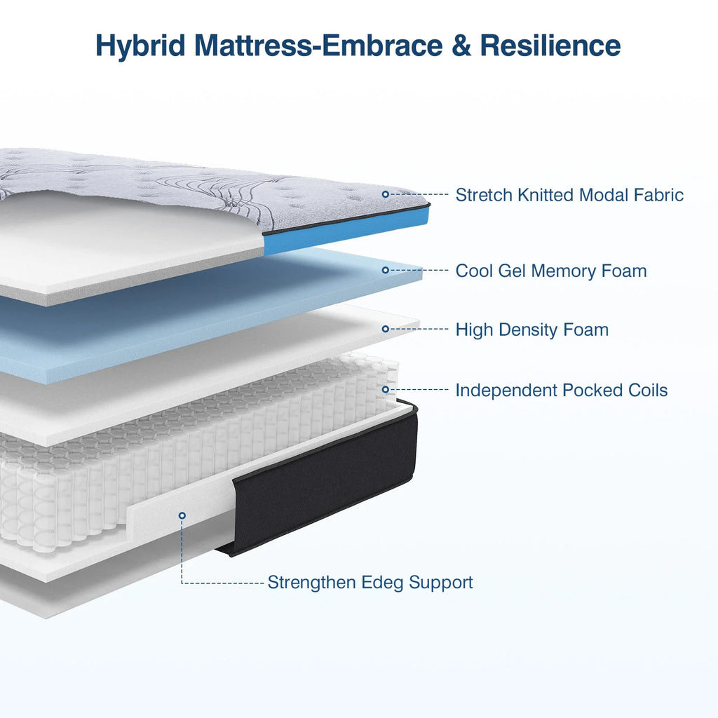 10 inch Gel Memory Foam Hybrid Mattress, Full Size D2970