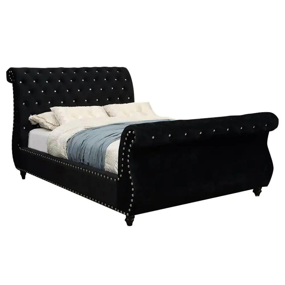 Black Solid Wood Queen Bedroom Set 5pcs D962302