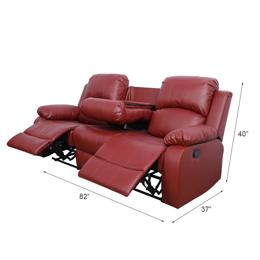 Red Leather Reclining Sofa and Loveseat Set N527059