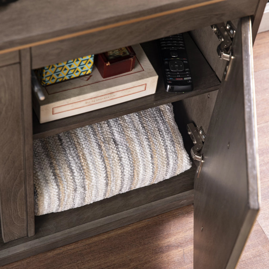 Brown and Gold Media Console with Storage M4847