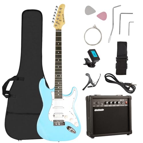 39 Inch Full Size HSS Pickups Electric Guitar Starter Kit with 15W Amp H5226