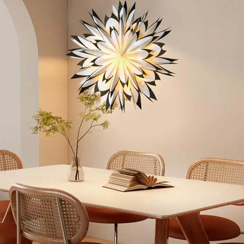 3 Pcs 9-Pointed White Paper Star Lanterns 12 Inch Hanging Lampshade P474